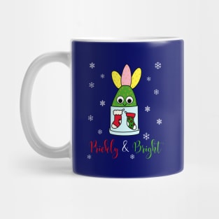 Prickly And Bright - Hybrid Cactus In Christmas Themed Pot Mug